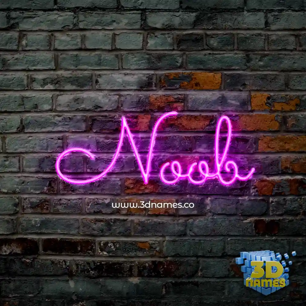 noob in Pink Neon style - 3D name wallpaper