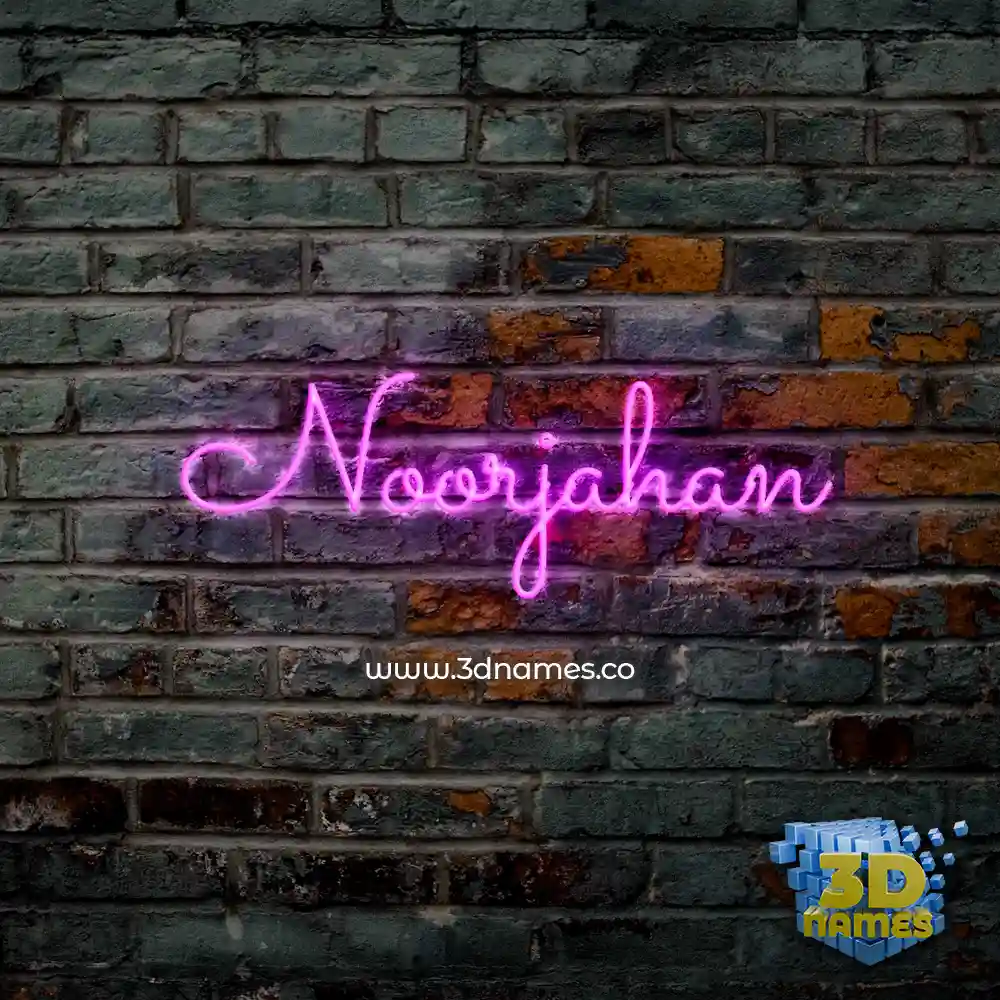 noorjahan in Pink Neon style - 3D name wallpaper