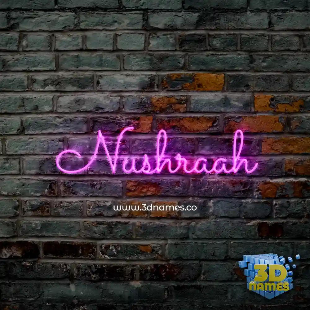 nushraah in Pink Neon style - 3D name wallpaper