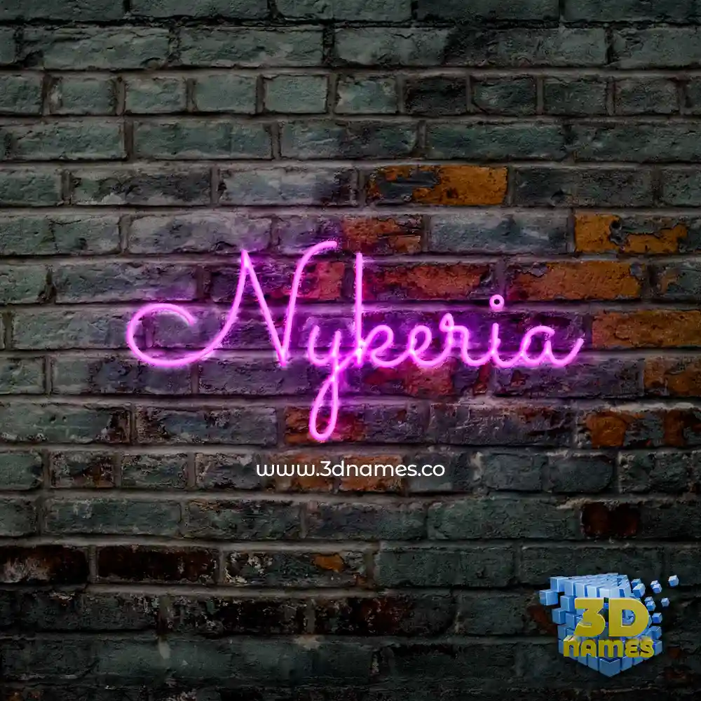 nykeria in Pink Neon style - 3D name wallpaper