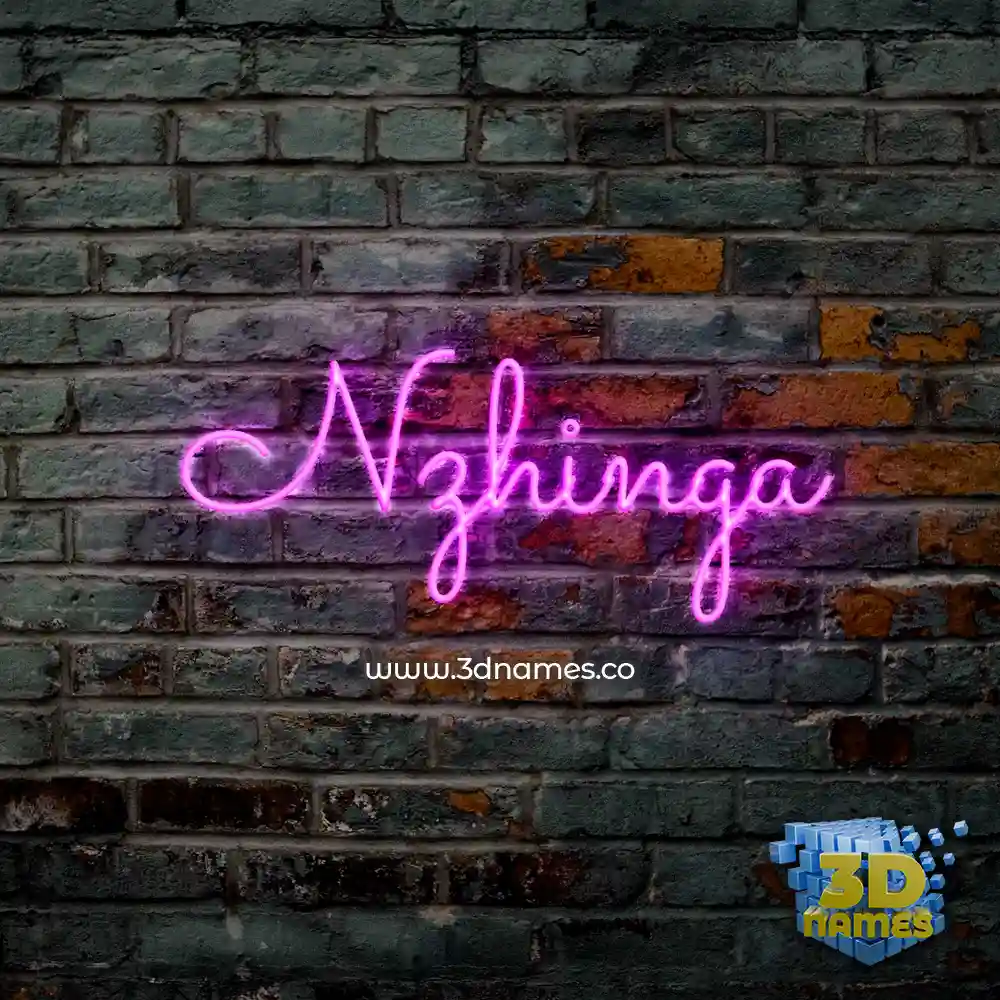 nzhinga in Pink Neon style - 3D name wallpaper