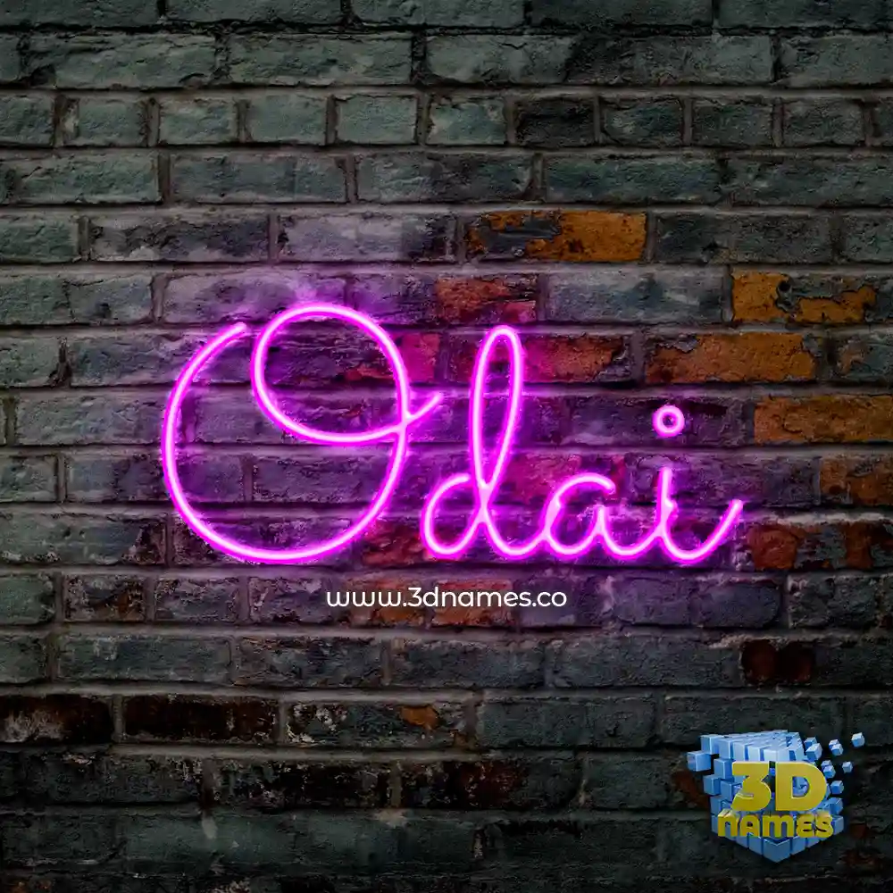 odai in Pink Neon style - 3D name wallpaper