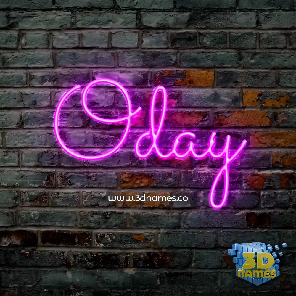 oday in Pink Neon style - 3D name wallpaper