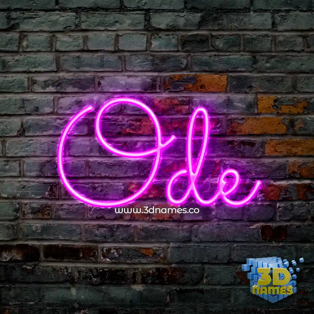 ode in Pink Neon style - 3D name wallpaper