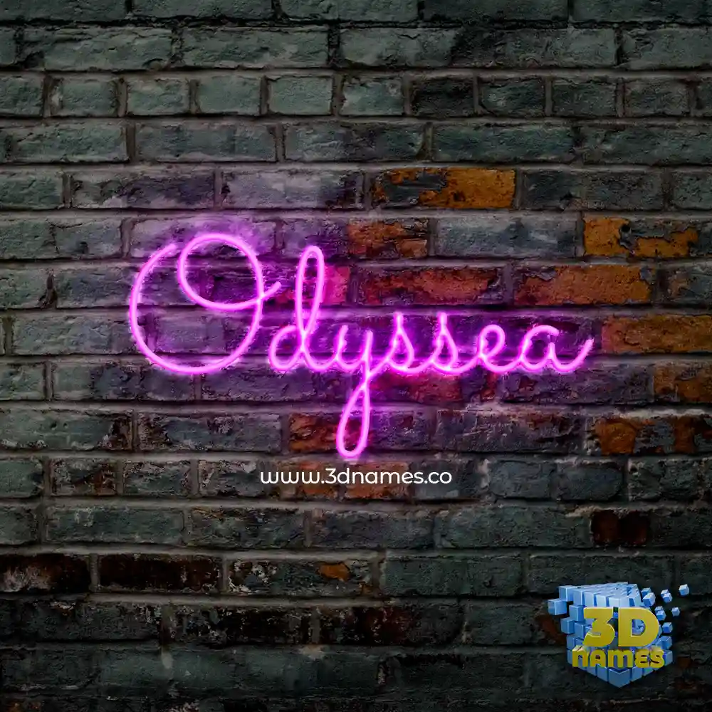 odyssea in Pink Neon style - 3D name wallpaper