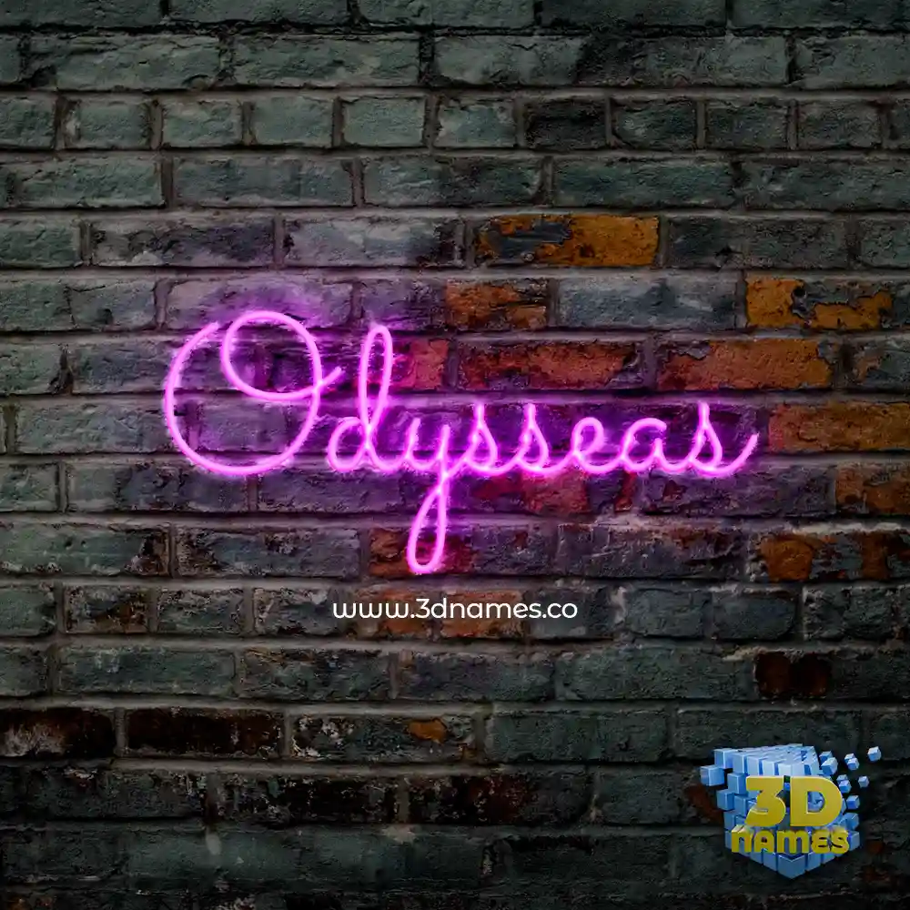 odysseas in Pink Neon style - 3D name wallpaper