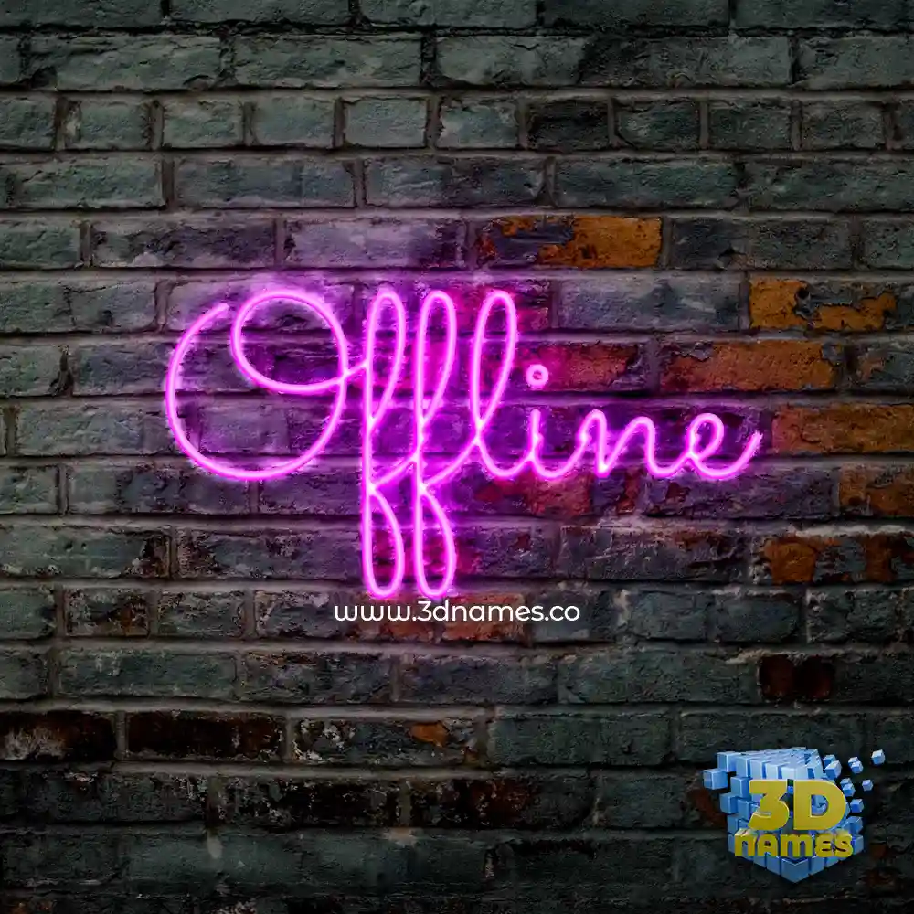 offline in Pink Neon style - 3D name wallpaper