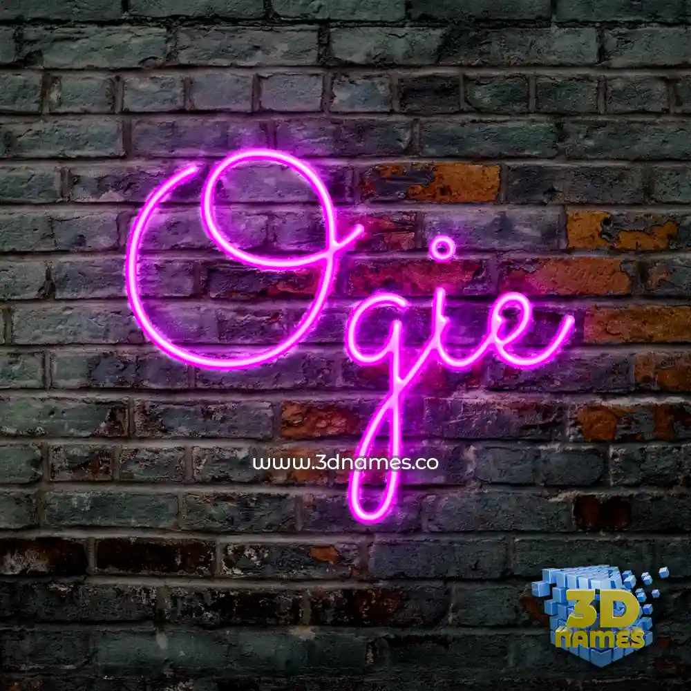 ogie in Pink Neon style - 3D name wallpaper