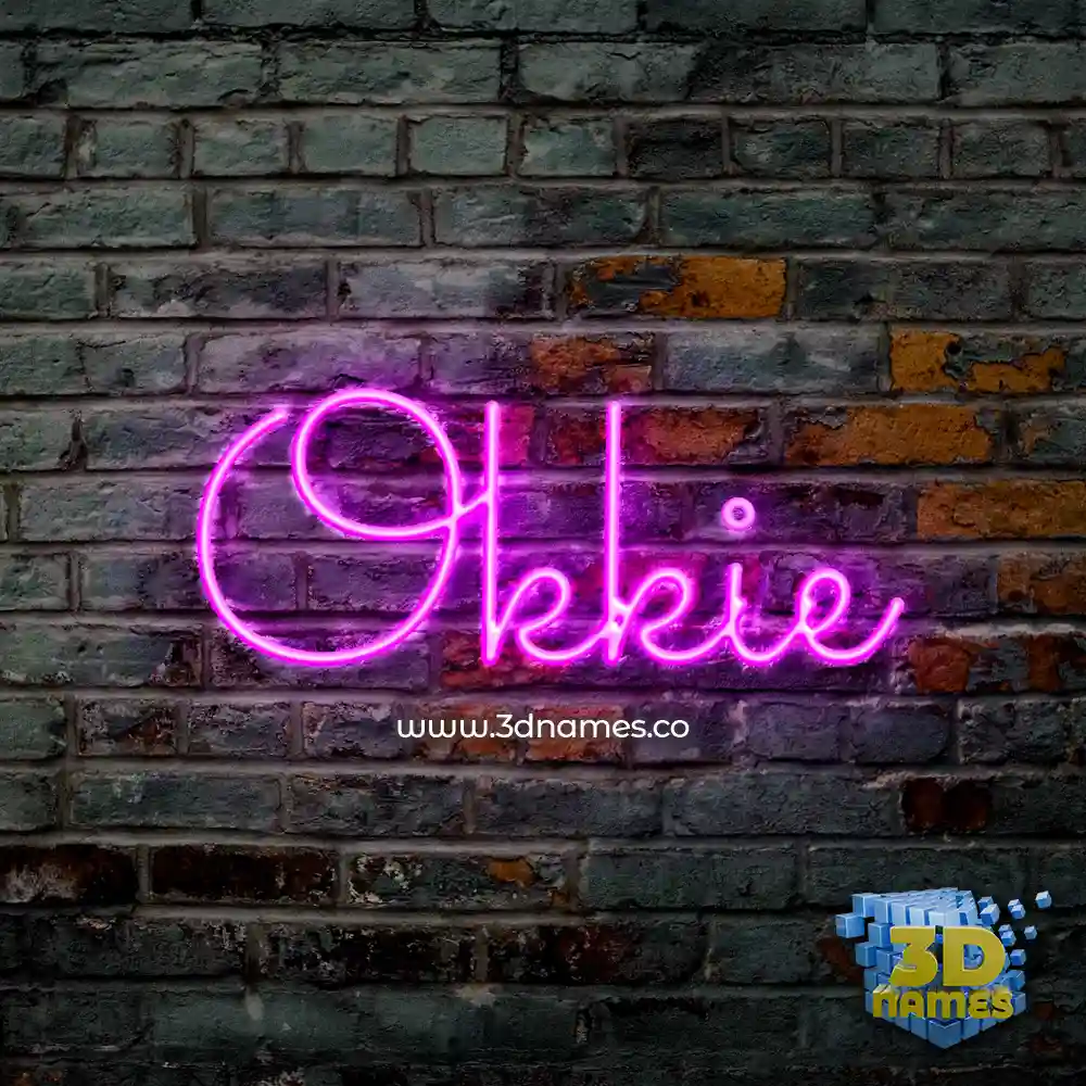 okkie in Pink Neon style - 3D name wallpaper
