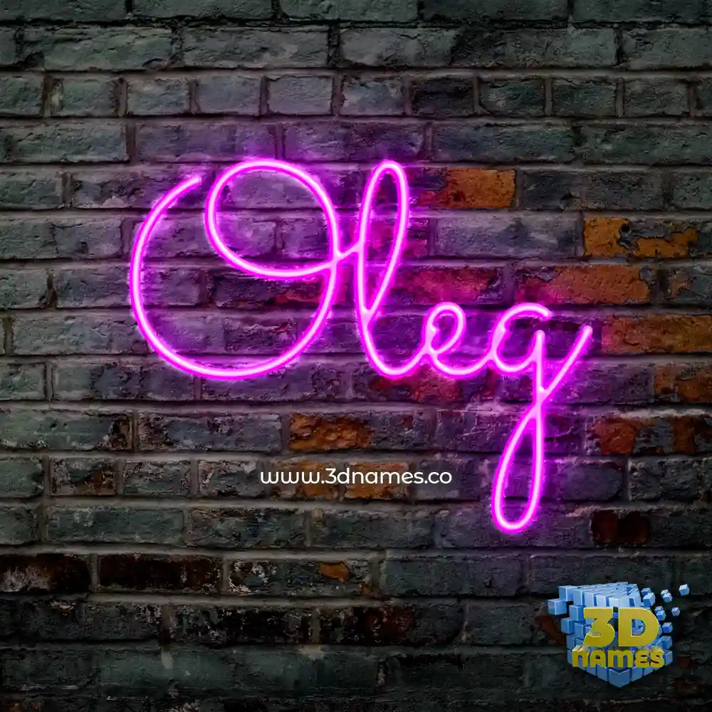 oleg in Pink Neon style - 3D name wallpaper