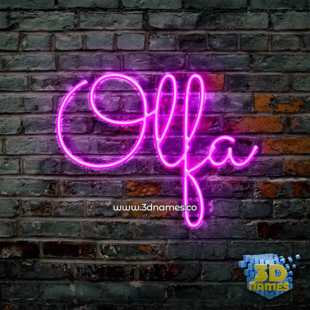 olfa in Pink Neon style - 3D name wallpaper
