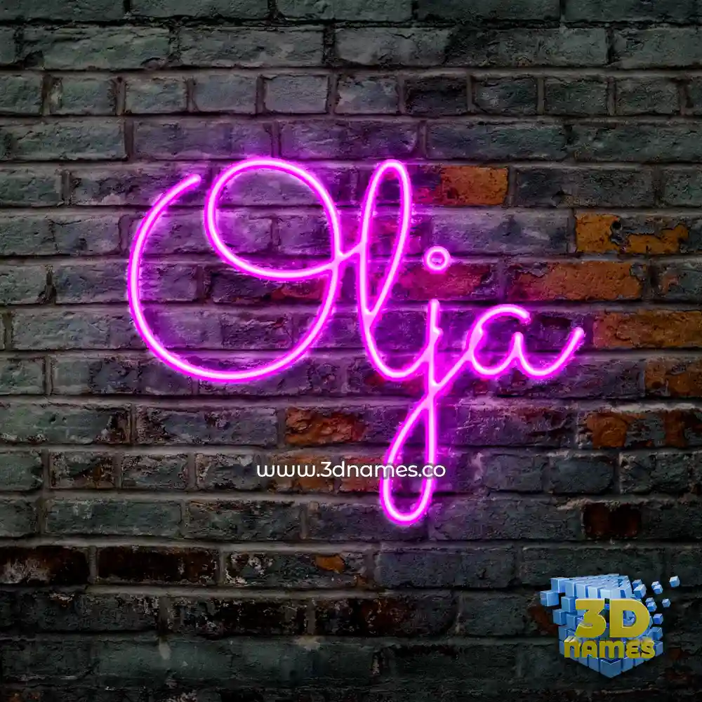 olja in Pink Neon style - 3D name wallpaper