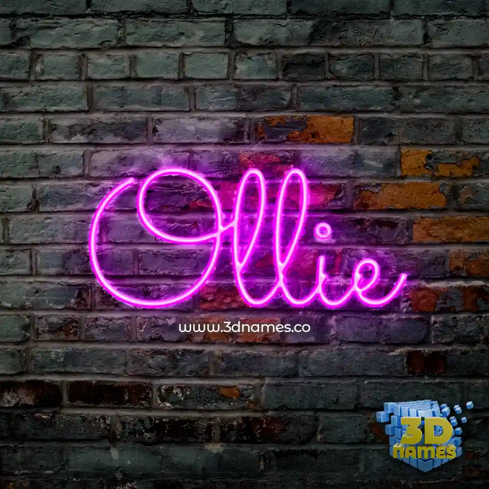 ollie in Pink Neon style - 3D name wallpaper