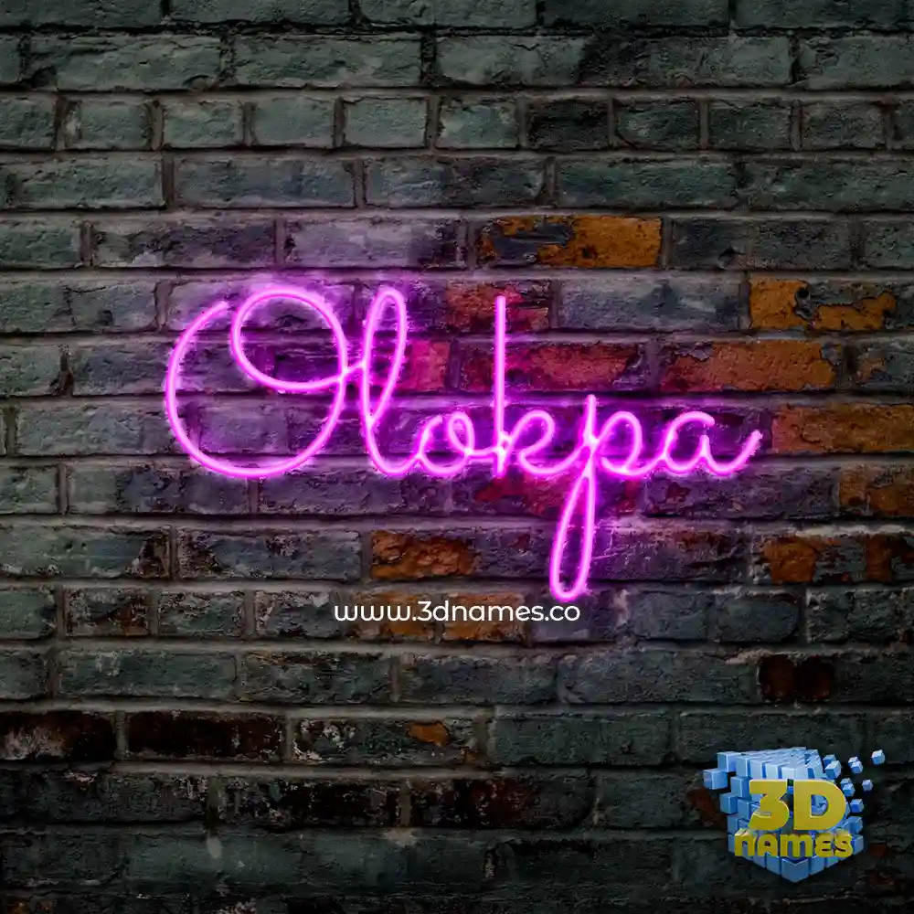olokpa in Pink Neon style - 3D name wallpaper