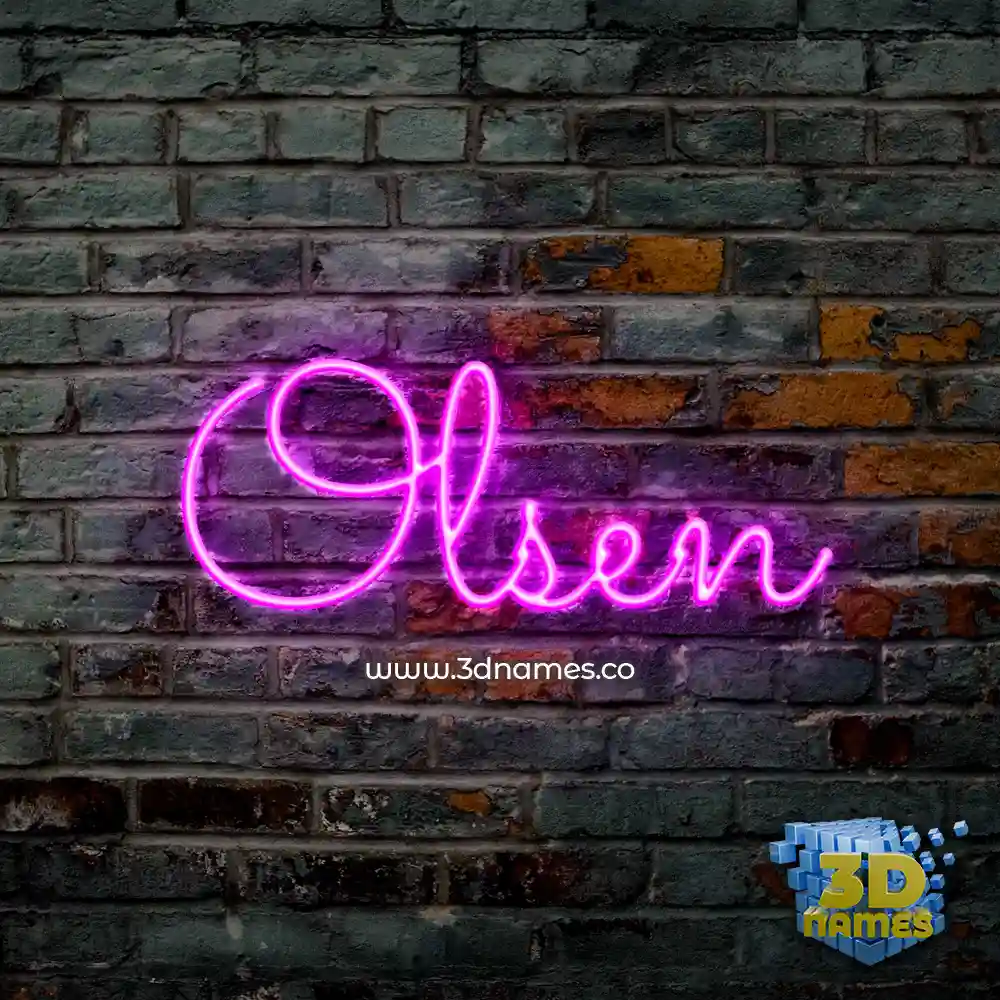 olsen in Pink Neon style - 3D name wallpaper