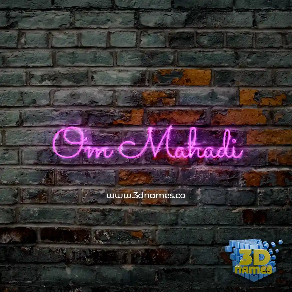 om mahadi in Pink Neon style - 3D name wallpaper