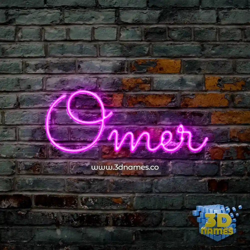 omer in Pink Neon style - 3D name wallpaper