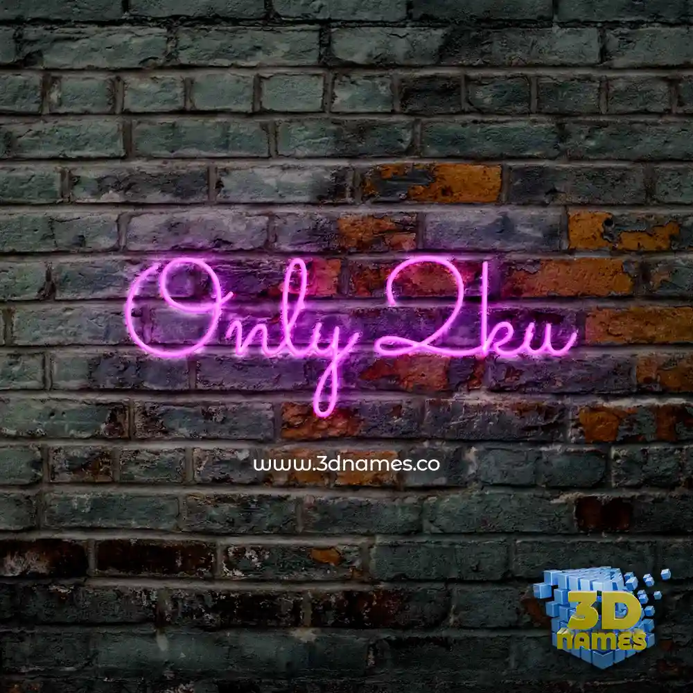 only 2ku in Pink Neon style - 3D name wallpaper