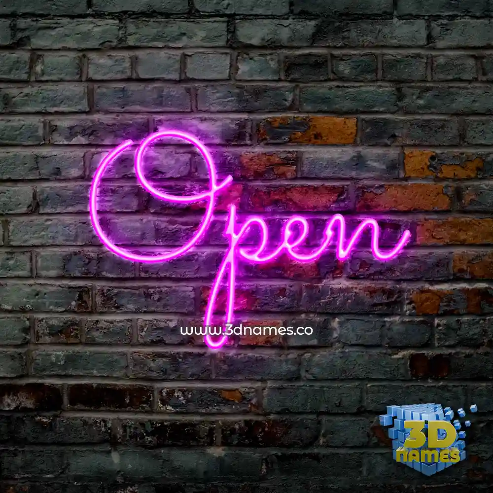 open in Pink Neon style - 3D name wallpaper