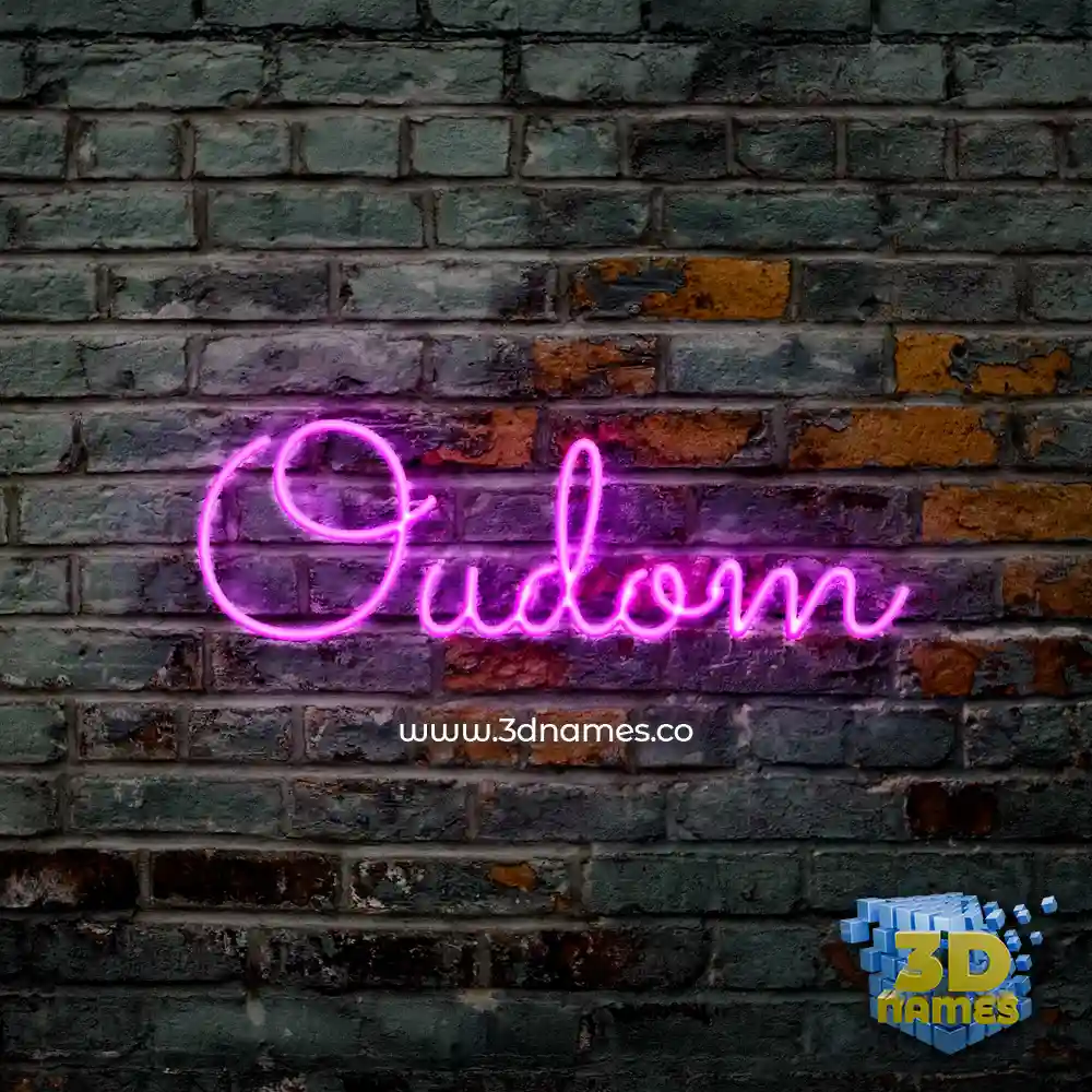 oudom in Pink Neon style - 3D name wallpaper