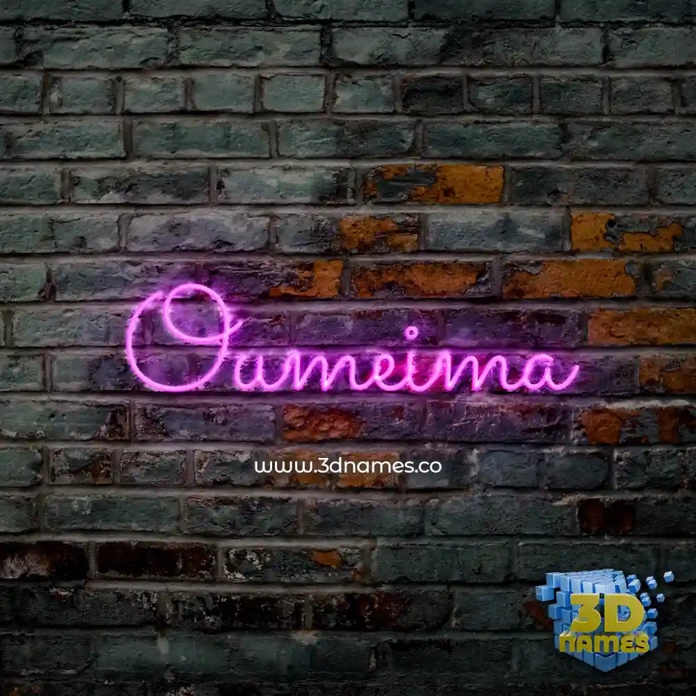oumeima in Pink Neon style - 3D name wallpaper