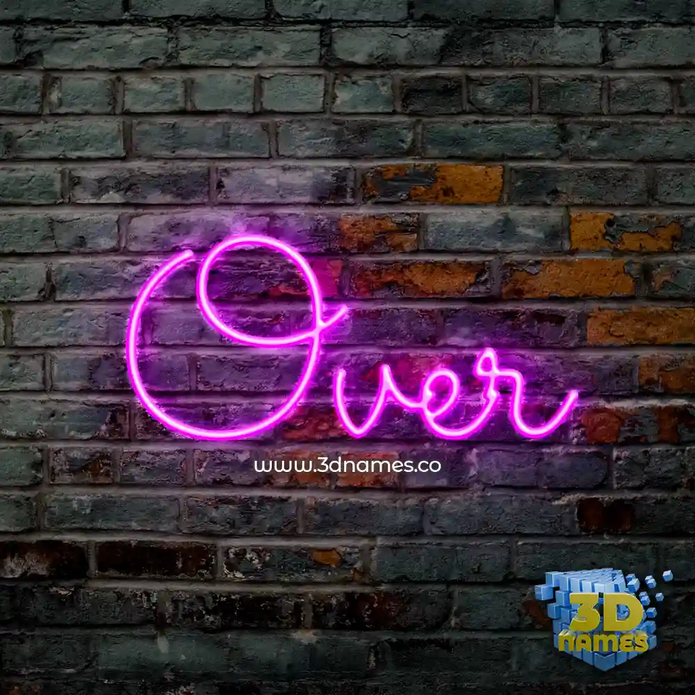 over in Pink Neon style - 3D name wallpaper