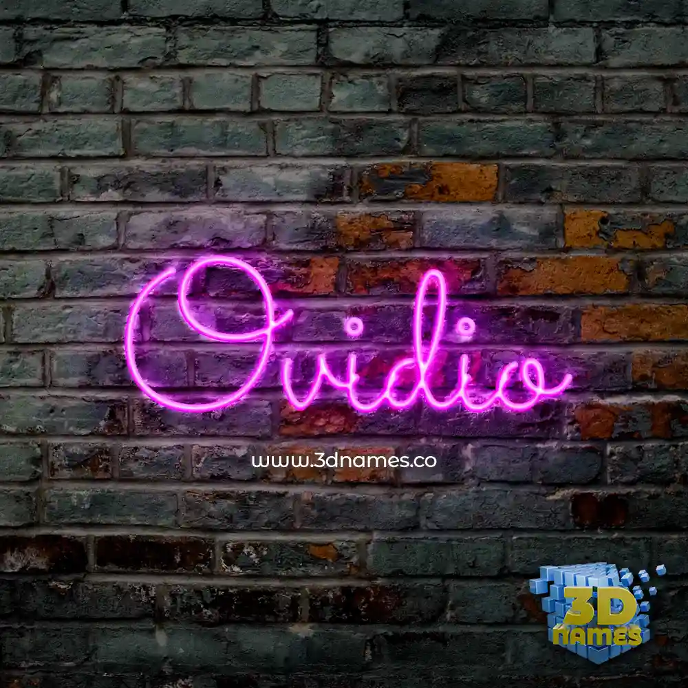 ovidio in Pink Neon style - 3D name wallpaper