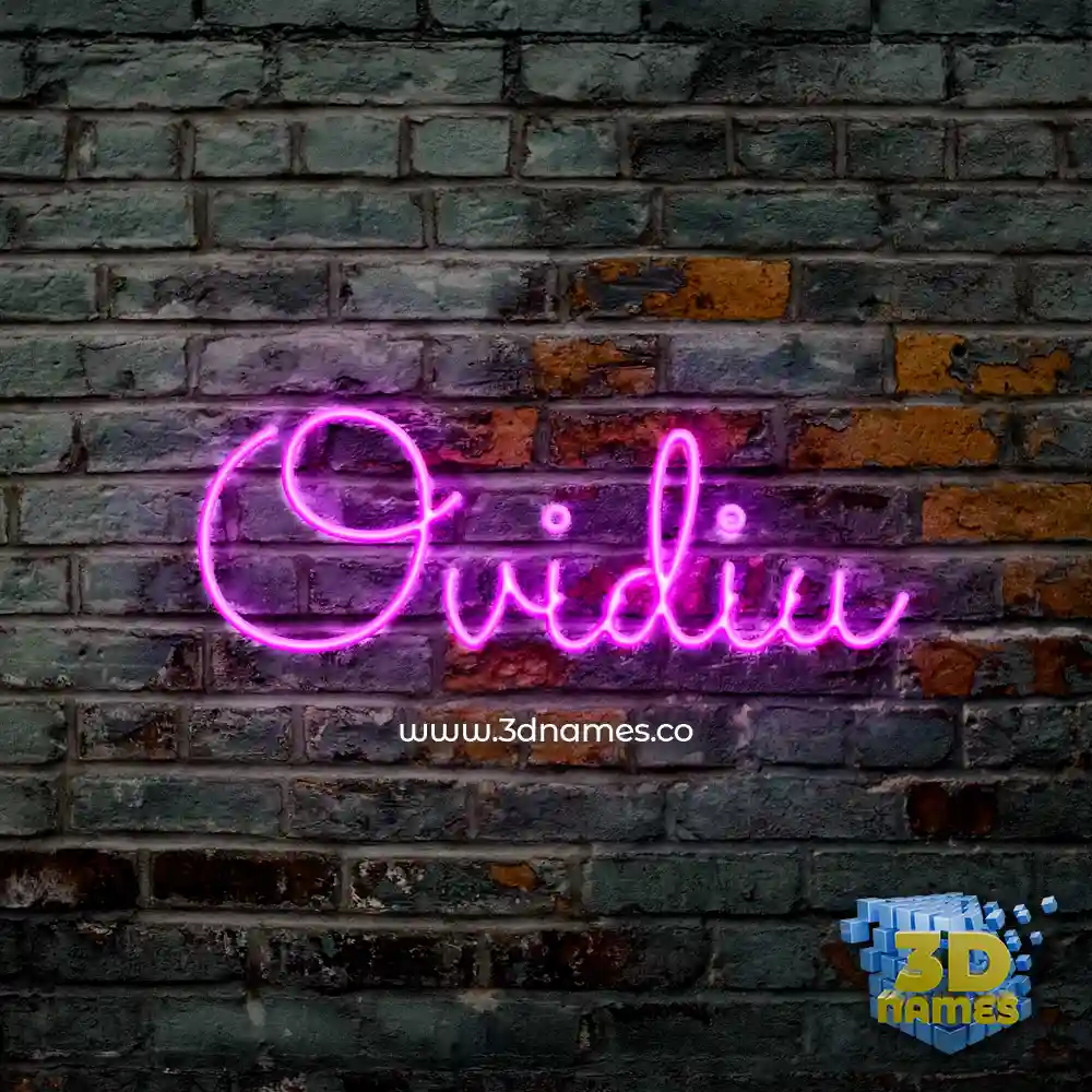 ovidiu in Pink Neon style - 3D name wallpaper