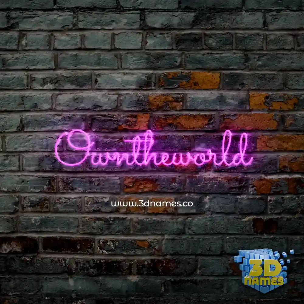 owntheworld in Pink Neon style - 3D name wallpaper