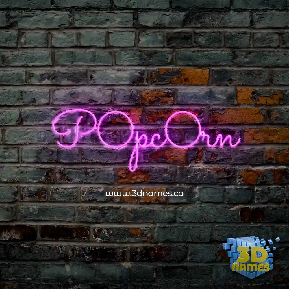 p0pc0rn in Pink Neon style - 3D name wallpaper
