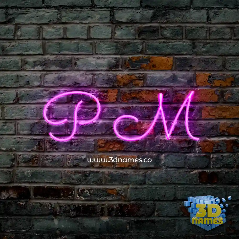 p m in Pink Neon style - 3D name wallpaper
