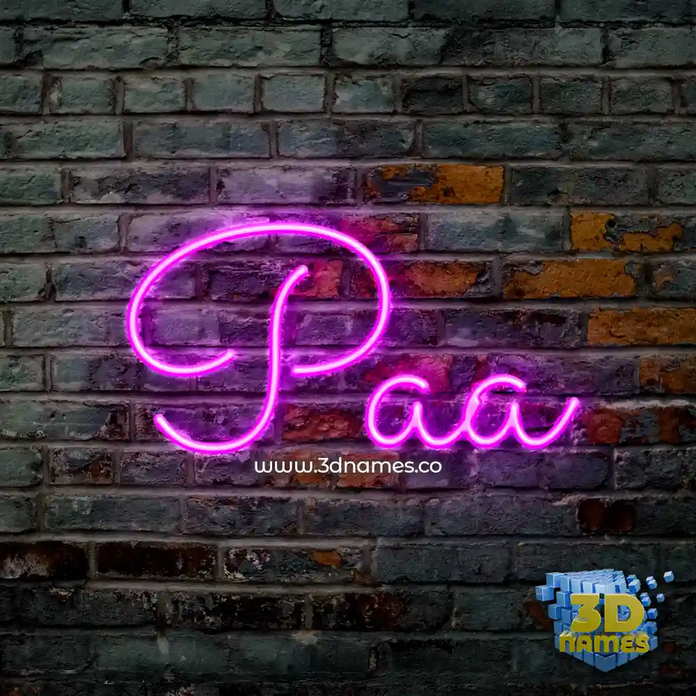 paa in Pink Neon style - 3D name wallpaper