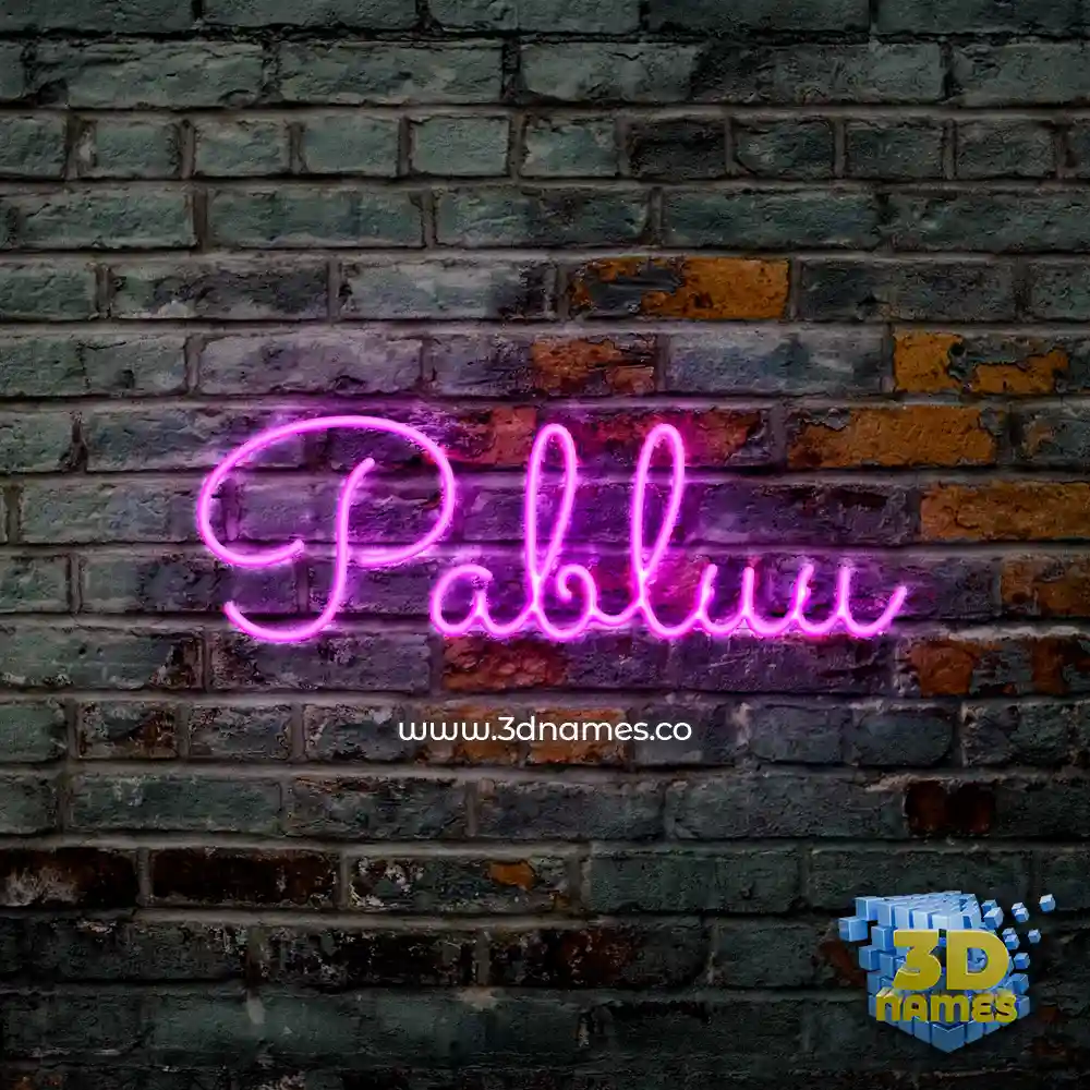 pabluu in Pink Neon style - 3D name wallpaper