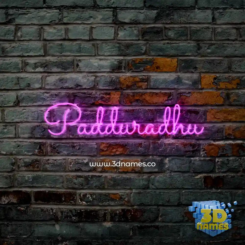 padduradhu in Pink Neon style - 3D name wallpaper