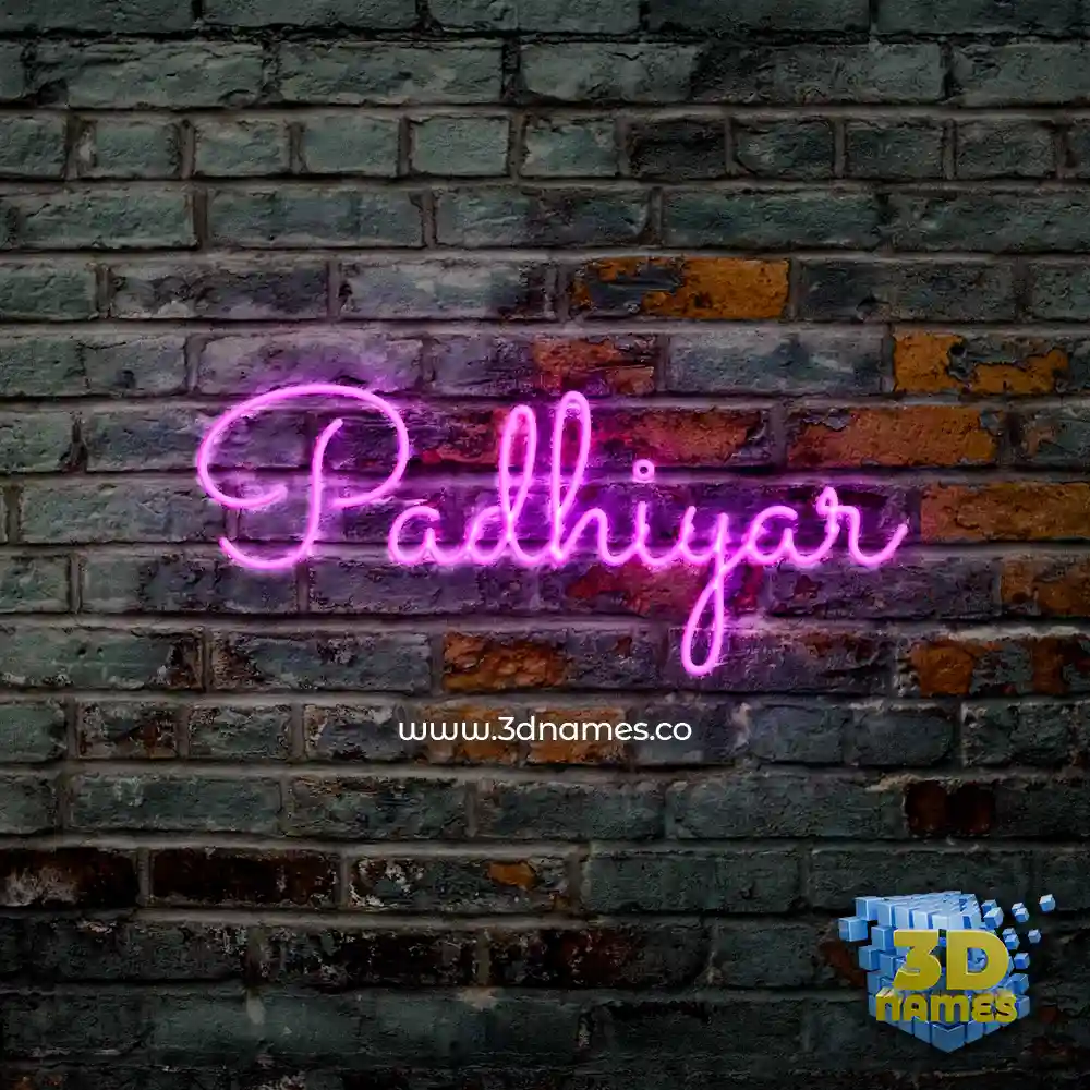 padhiyar in Pink Neon style - 3D name wallpaper