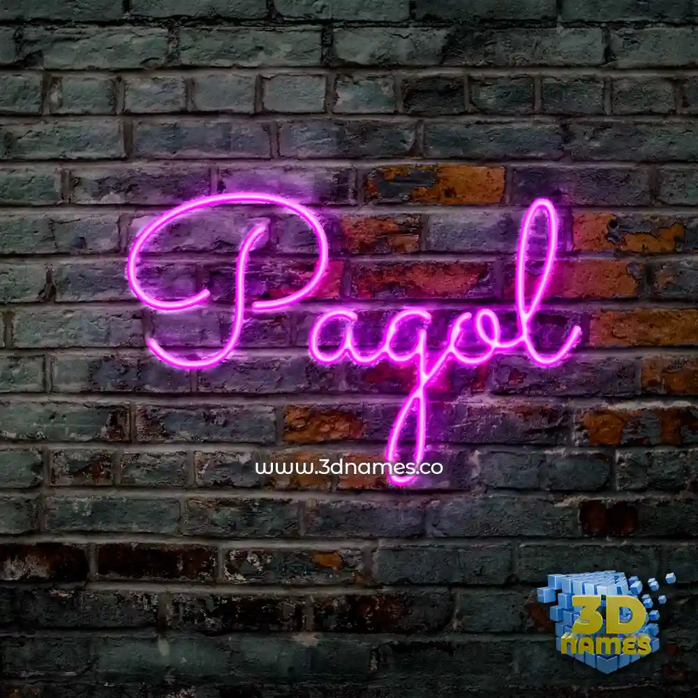 pagol in Pink Neon style - 3D name wallpaper