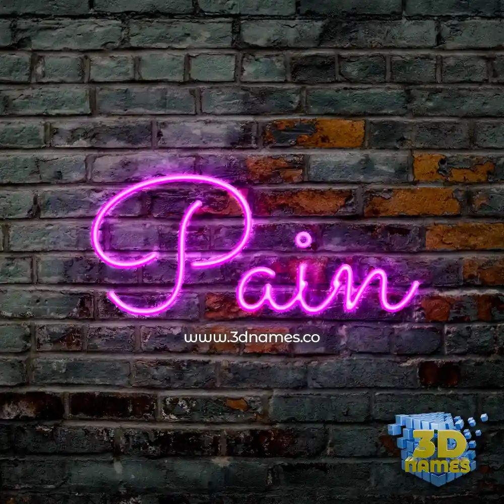 pain in Pink Neon style - 3D name wallpaper