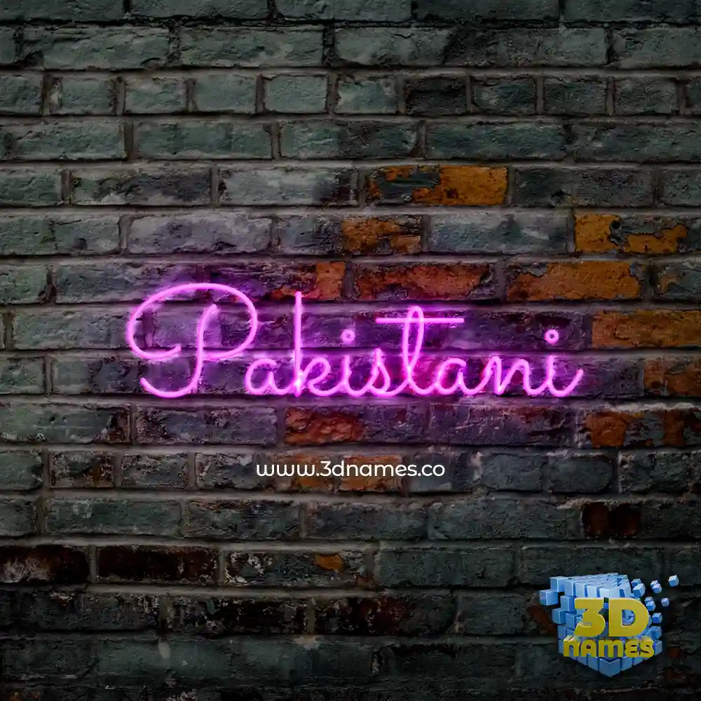 pakistani in Pink Neon style - 3D name wallpaper