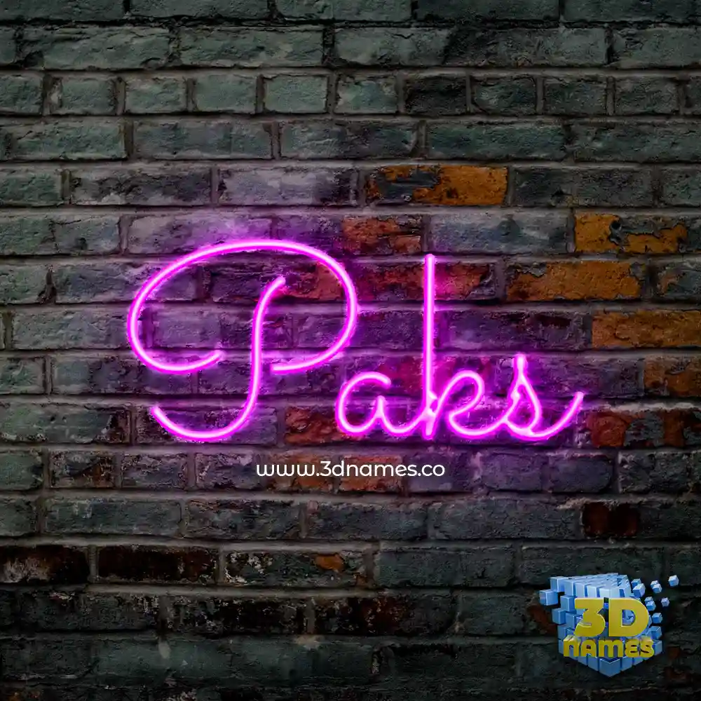 paks in Pink Neon style - 3D name wallpaper