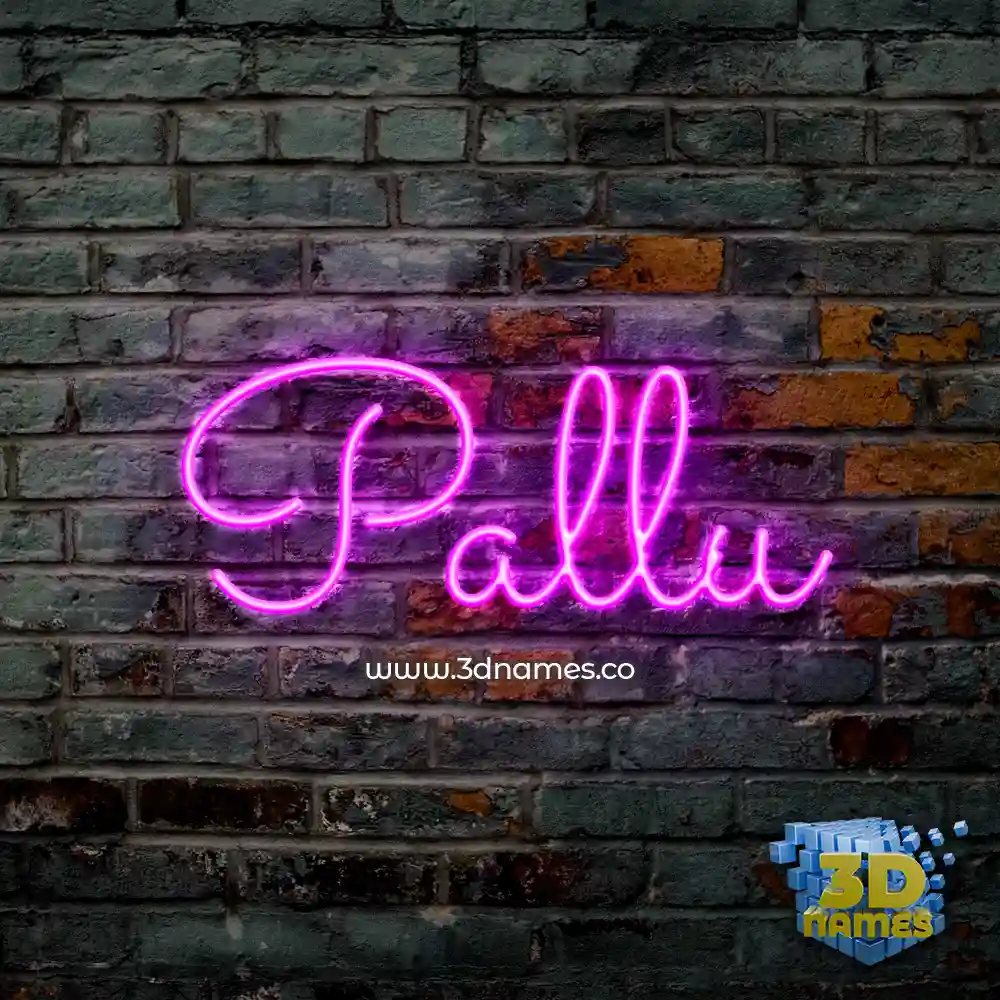 pallu in Pink Neon style - 3D name wallpaper