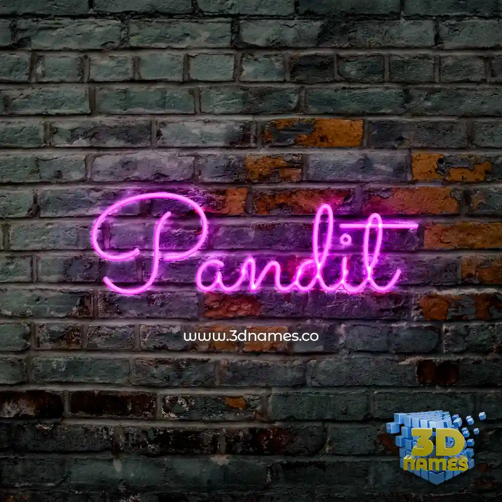 pandit in Pink Neon style - 3D name wallpaper