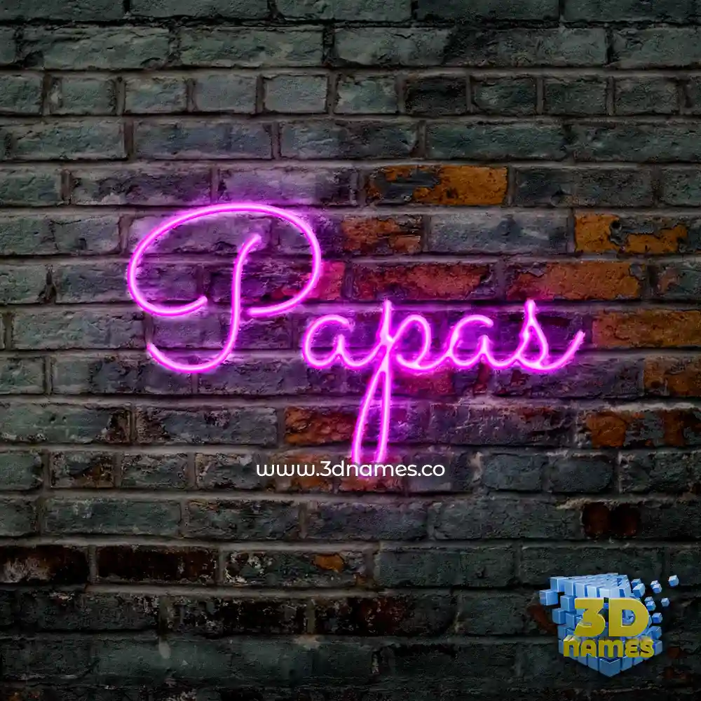papas in Pink Neon style - 3D name wallpaper
