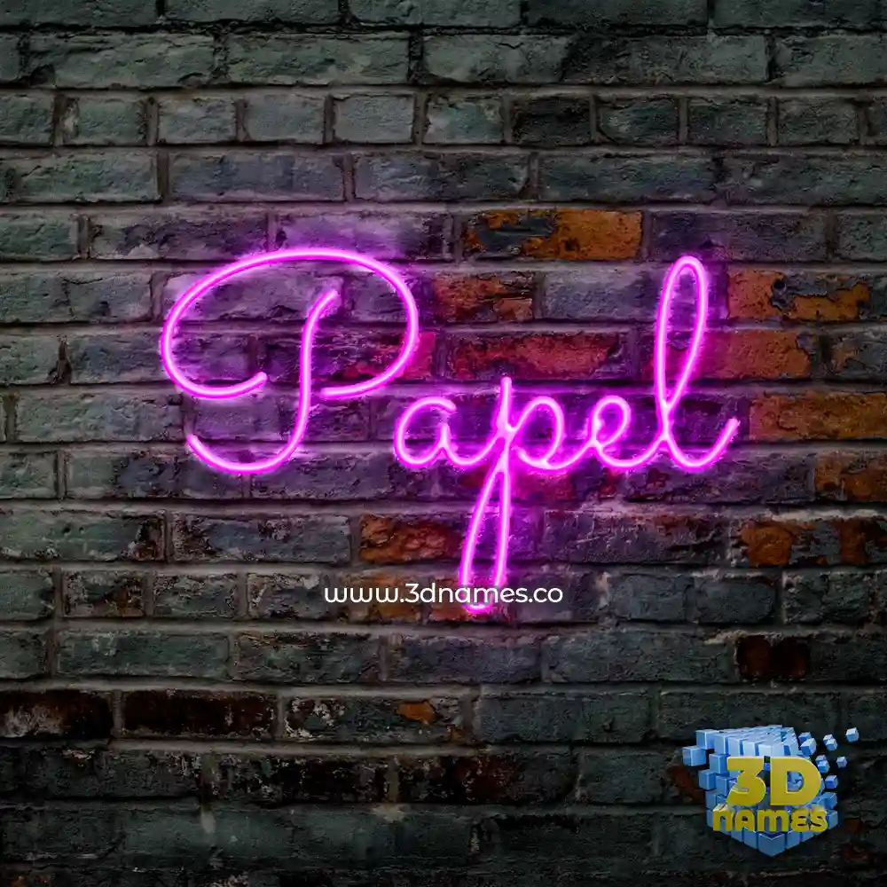 papel in Pink Neon style - 3D name wallpaper
