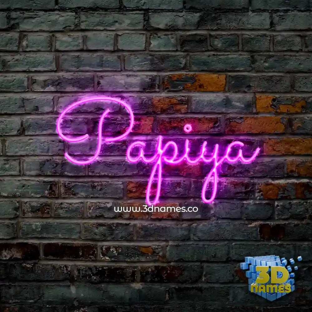 papiya in Pink Neon style - 3D name wallpaper