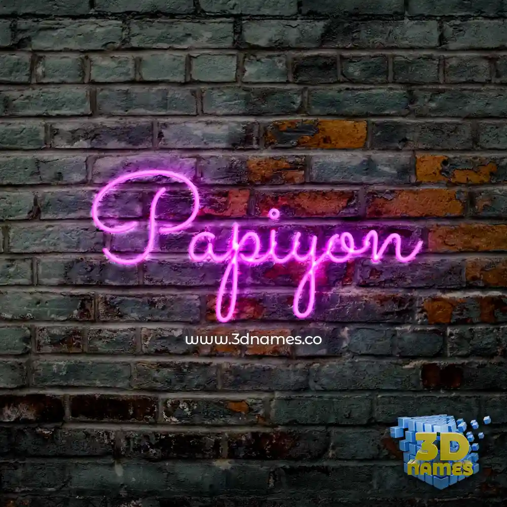 papiyon in Pink Neon style - 3D name wallpaper