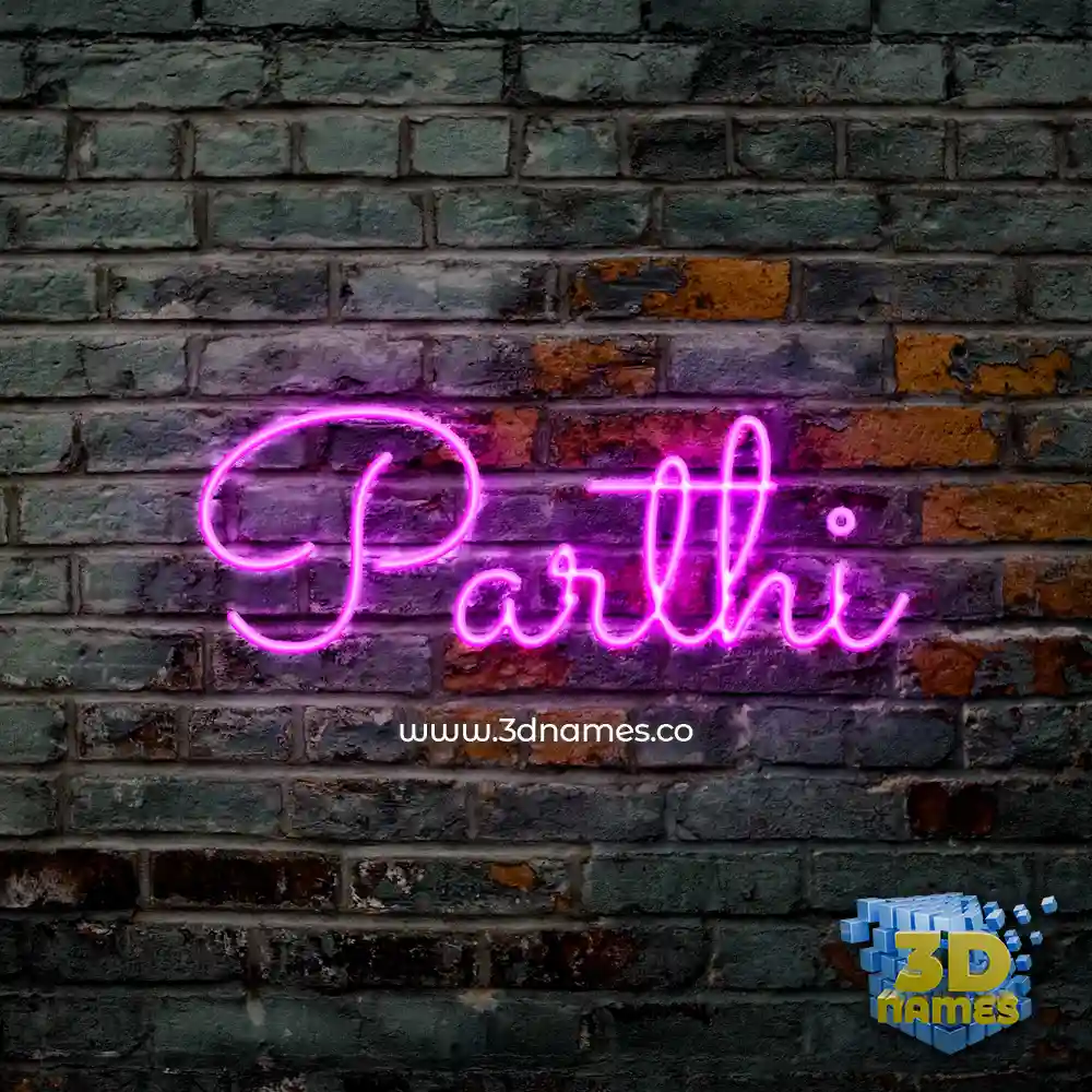 parthi in Pink Neon style - 3D name wallpaper