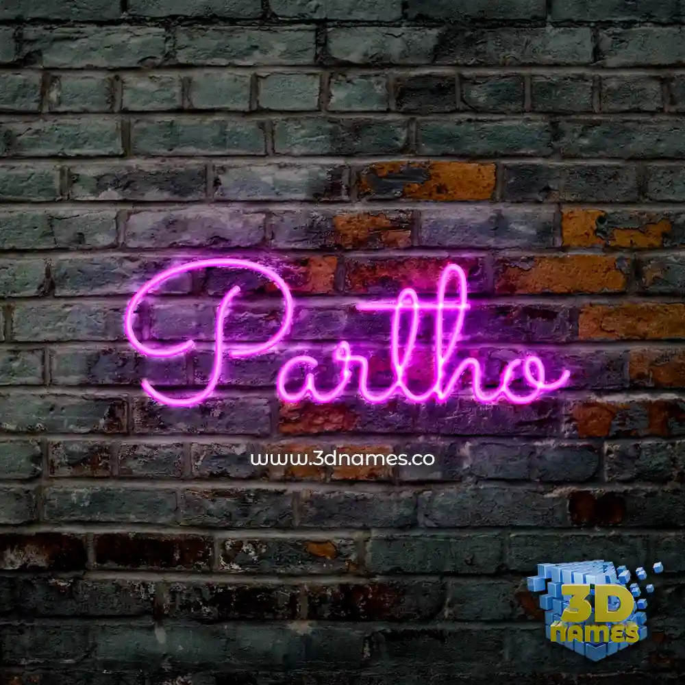 partho in Pink Neon style - 3D name wallpaper