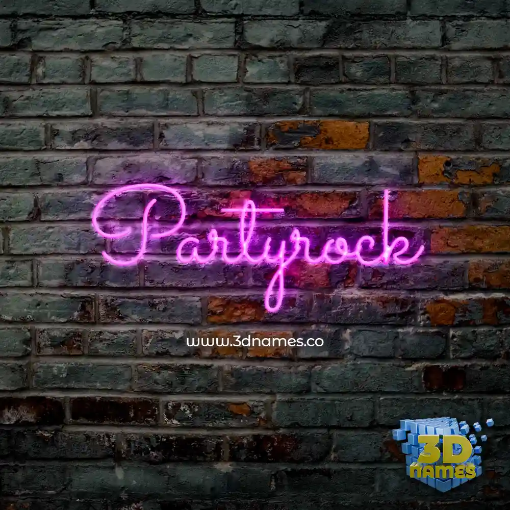 partyrock in Pink Neon style - 3D name wallpaper
