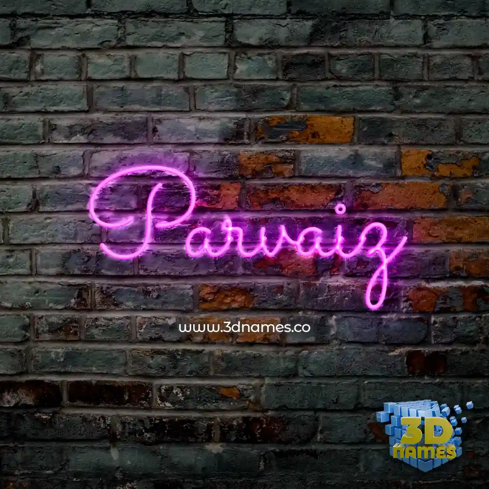 parvaiz in Pink Neon style - 3D name wallpaper