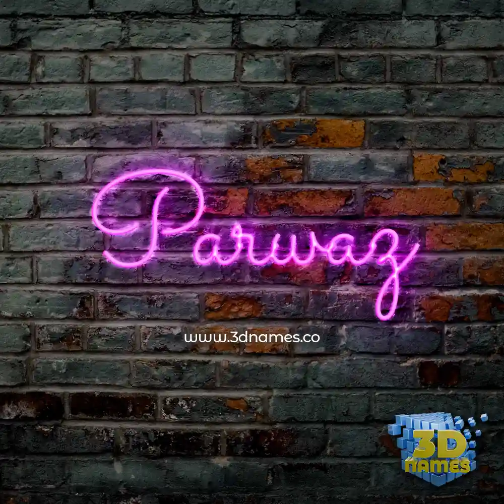 parwaz in Pink Neon style - 3D name wallpaper